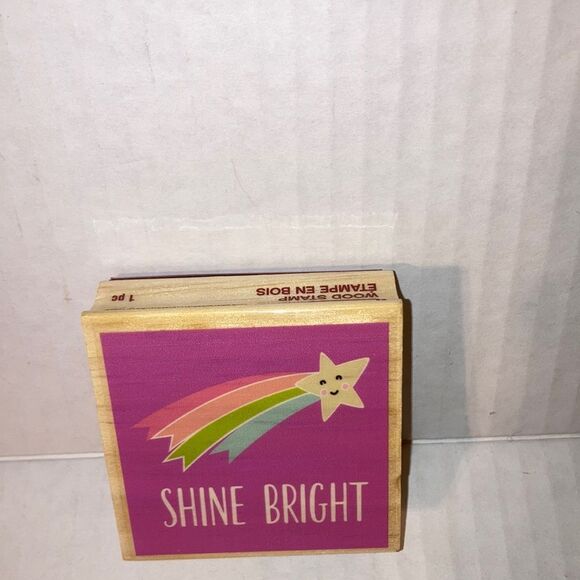 CRAFT SMART Shine Bright Rainbow Shooting Star Wood Rubber Stamp 2.5 x 2.5 inch - Picture 2 of 7